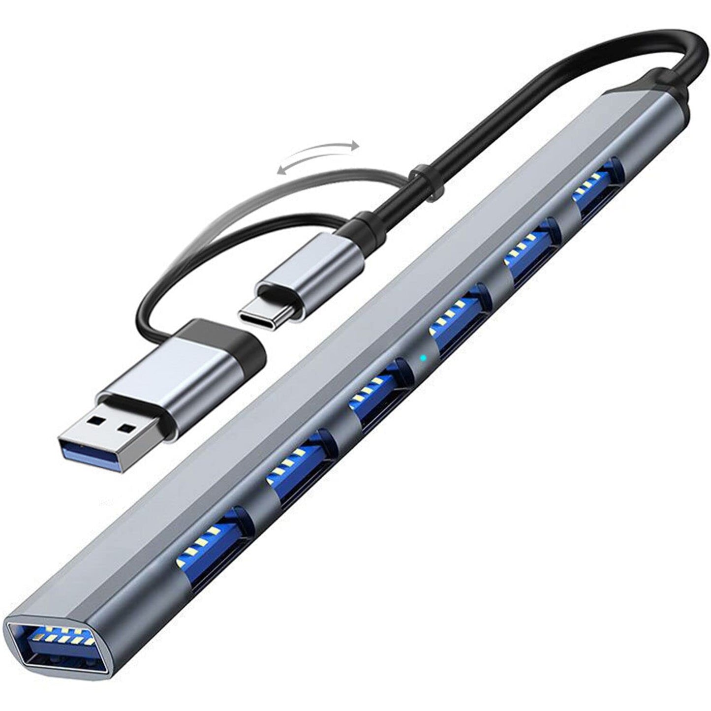 USB Hub 3.0 7 Ports Aluminium USB C to USB 3.0 Hub for MacBook Mac Pro/Mini iMac Laptop
