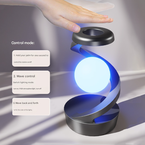 White Modern Levitating LED Desk Lamp - Spiral Design Atmosphere Light