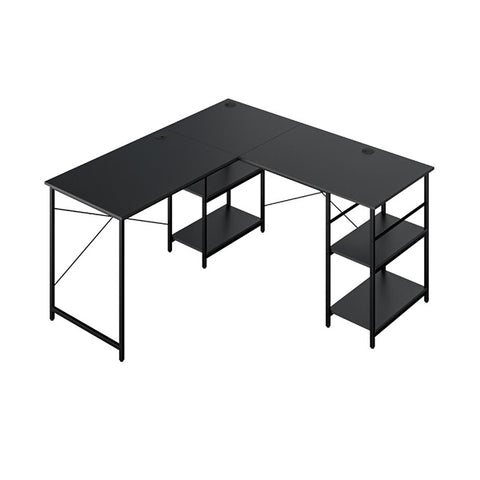 151cm Convertible L Shaped Computer Desk With 4 Storage Shelves Black