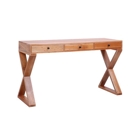 Computer Desk Natural 115 X 47 X 77 Cm Solid Mahogany Wood