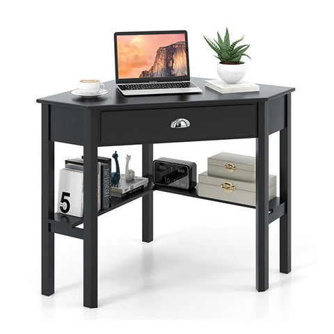 Corner Computer Desk With Drawer And Shelves For Office