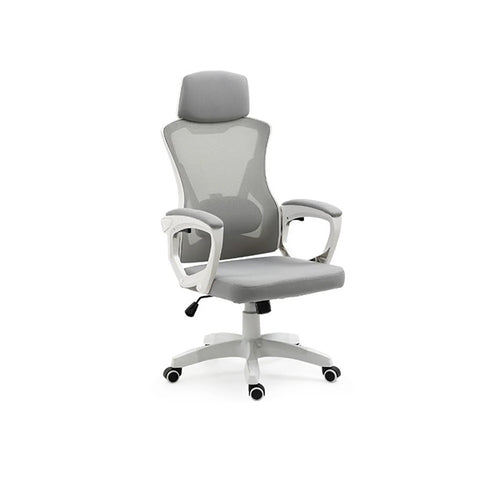 Ergonomic Office Chair Height Adjustable Lumbar Support White Grey