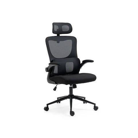 Ergonomic Office Desk Chair Lumbar Support Adjustable Headrest Black