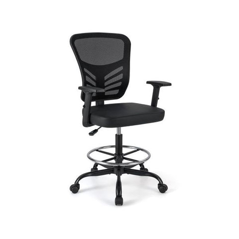 Height Adjustable Swivel Task Drafting Chair With Adjustable Armrests