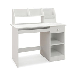 Kids Study Desk With Storage Shelves And Keyboard Tray White