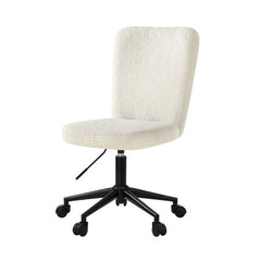 High Back Armless Office Chair Boucle White&Black