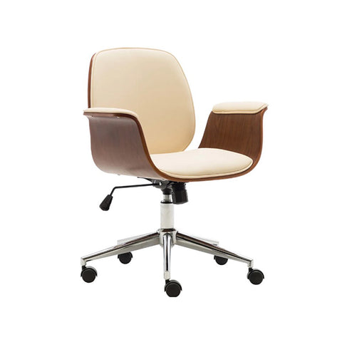 Office Chair Cream Bent Wood And Faux Leather