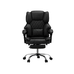 Massage Office Chair PU Footrest Black