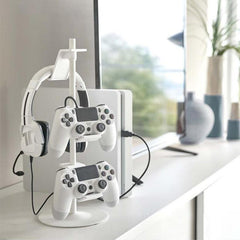 3-tier Desktop Gamepad and Headphone Storage Rack - Black