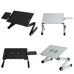 Adjustable Folding Laptop Desk with Mouse Board - Silver