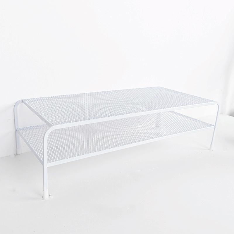 Desk Organizer Bracket for Elevated Computer Monitor - Wrought Iron - Double Layer