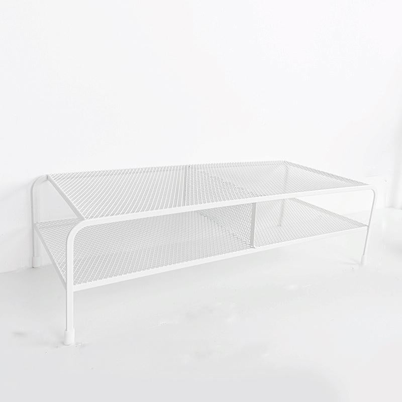 Desk Organizer Bracket for Elevated Computer Monitor - Wrought Iron - Double Layer Split