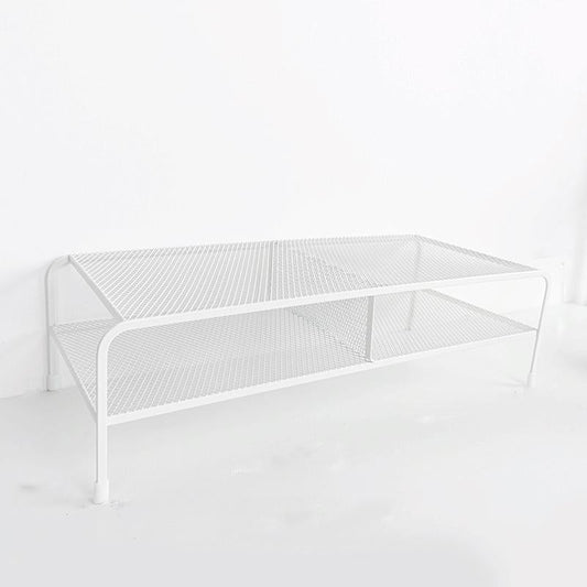 Desk Organizer Bracket for Elevated Computer Monitor - Wrought Iron - Double Layer Split