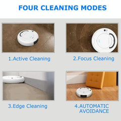 Smart 3-in-1 Robot Vacuum with Wet / Dry Mopping - Rechargeable & Auto Cleaning - Black - White
