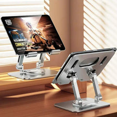 Universal Tablet Stand - 360 Degree Rotating Foldable - Gray