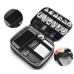 Portable Multi-functional Headphone Charger and Data Cable Storage Bag - 25 x 18 x 5cm - Black