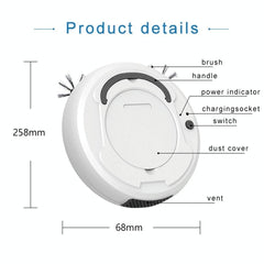 Smart 3-in-1 Robot Vacuum with Wet / Dry Mopping - Rechargeable & Auto Cleaning - Black - Gray
