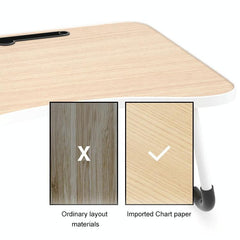 Adjustable Folding Laptop Desk with Non-slip Legs and Card Slot - Pink