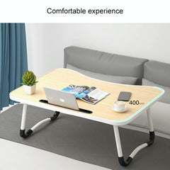 Adjustable Folding Laptop Desk with Non-slip Legs and Card Slot - Pink