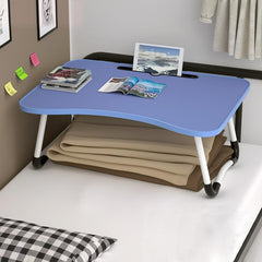 Adjustable Folding Laptop Desk with Non-slip Legs and Card Slot - Pink