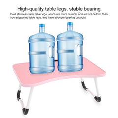 Adjustable Folding Laptop Desk with Non-slip Legs and Card Slot - Pink