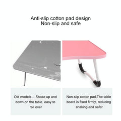 Adjustable Folding Laptop Desk with Non-slip Legs and Card Slot - Green