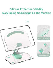Green Acrylic Foldable Tablet and Phone Stand - 360° Rotation, Anti-Slip Design, Lightweight and Compact