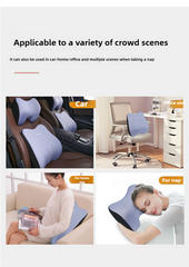 Cloud Grey Memory Foam Car Seat Neck and Lumbar Support Set - Ergonomic Cushion for Office, Home, and Driving