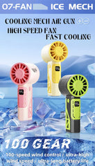 Yellow 100-Speed Mecha Handheld Fan | USB Rechargeable High-Speed Mini Fan | Powerful & Silent | Lightweight 150g with 6-8 Hour Battery Life