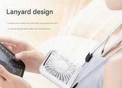 Black Portable Cooling Fan with Neck Lanyard & Phone Stand - USB Rechargeable