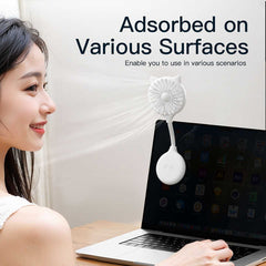 2 Pcs Blue Portable USB Mini Fan with Suction Cup - 360-Degree Adjustable Foldable Desktop Fan with 3 Speed Settings