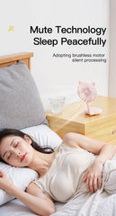 2 Pcs Pink Portable USB Mini Fan with Suction Cup - 360-Degree Adjustable Foldable Desktop Fan with 3 Speed Settings