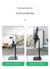Red Adjustable Aluminum Alloy Phone and Tablet Stand - Telescopic Desktop Holder for Live Streaming and Hands-Free Use