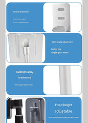 Red Adjustable Aluminum Alloy Phone and Tablet Stand - Telescopic Desktop Holder for Live Streaming and Hands-Free Use