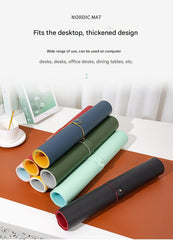Smoky pink/light blue Extra-Large Leather Table Mat for Study & Work - Pad for Students & Office Use (100x50cm)