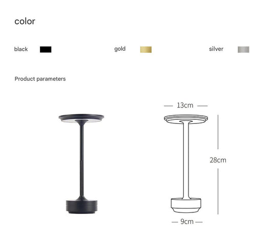 Silver Elegant Aluminum Alloy Rechargeable LED Touch Lamp - 3-Color Dimmable Cordless Table Light