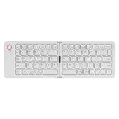 White Ultra-Slim Foldable Bluetooth Keyboard - Portable Wireless Rechargeable Travel Keyboard for iOS Android Windows Devices