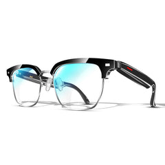 Black Half Frame Anti-blue Light Smart Audio Glasses with Bluetooth 5.0 - Open-Ear Directional Sound, Anti-Blue Light Lenses, IP65 Water Resistant