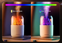 Cool Mist Humidifier with Colorful Atmosphere Light - 300ml USB Powered, Unique Internal Design(Cracked Volcano-White)