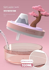 Landscape USB Humidifier with 7-Option Night Light - 320ml, Quiet Operation & Auto Shut-Off(Cherry Blossom Tree)