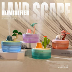 Landscape USB Humidifier with 7-Option Night Light - 320ml, Quiet Operation & Auto Shut-Off(Pine Tree)
