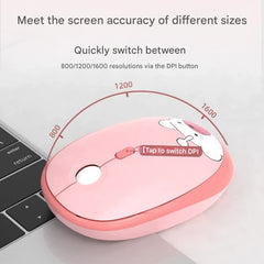 Hello Bear" Wireless Keyboard and Mouse Combo - 2.4G Retro Round Keycaps(Milk tea)"