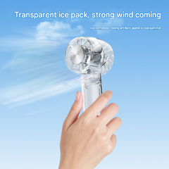 Transparent Black Portable Mini Cooling Fan with Semiconductor Ice Compress - USB-C Rechargeable, 3-Speed Turbine & Transparent Design