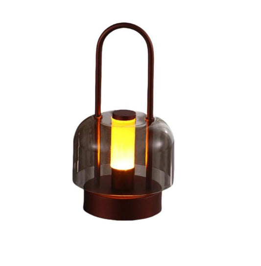 Red Modern Portable LED Mushroom Table Lamp - Rechargeable Touch Control Night Light with 3 Color Modes & Stepless Dimming
