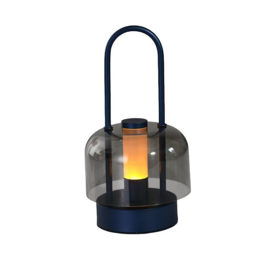 Blue Modern Portable LED Mushroom Table Lamp - Rechargeable Touch Control Night Light with 3 Color Modes & Stepless Dimming