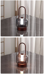Blue Modern Portable LED Mushroom Table Lamp - Rechargeable Touch Control Night Light with 3 Color Modes & Stepless Dimming