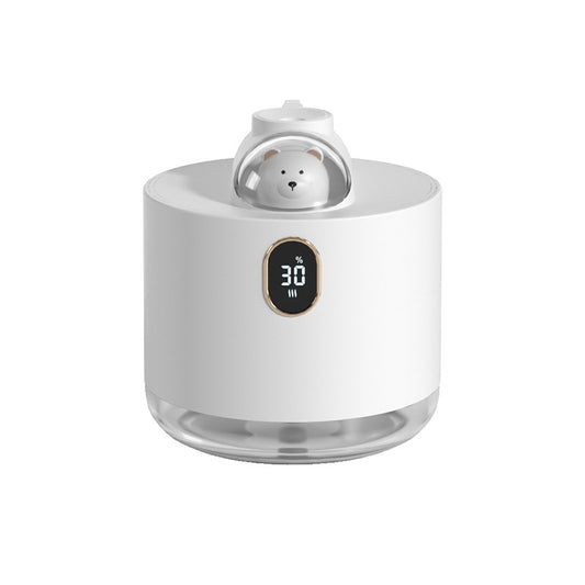White Adorable Space Capsule Humidifier - Portable USB Cool Mist Maker with LED Display & Ambient Night Light
