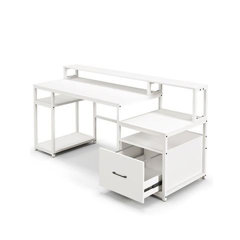 168 Cm Home Office Computer Desk With Storage Shelves
