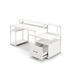 168 Cm Home Office Computer Desk With Storage Shelves