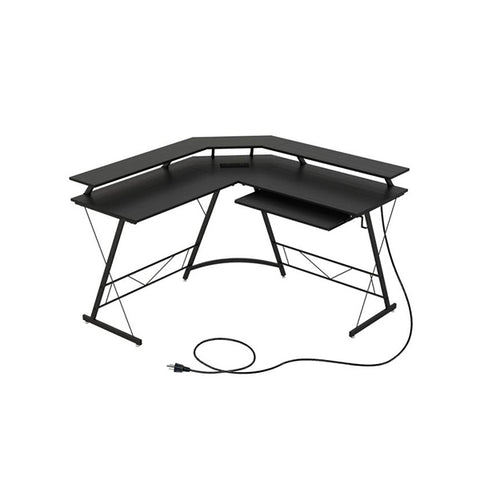 L Shaped Computer Desk With Power Outlet For Home